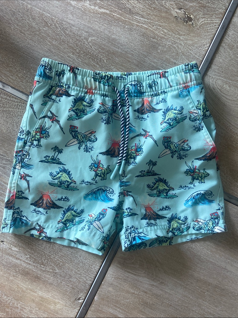 Andy & Evan Aqua Dino Surf Print Shorts